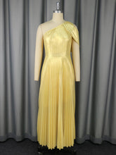 Elegant One Shoulder Cinched Waist Pleated Party Dress